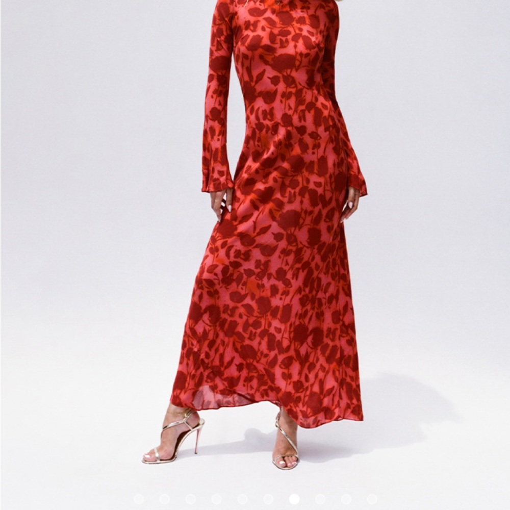 Elegant Red Floral Women's Dress